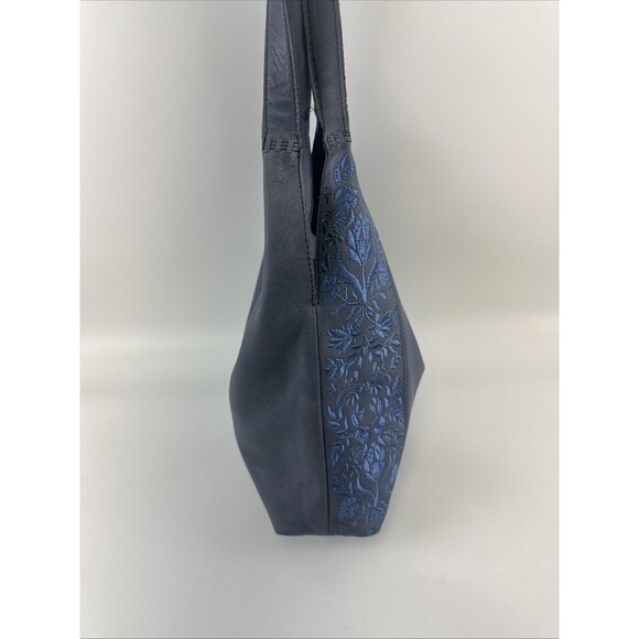 The Sak Huntley Leather Hobo Bag Purse Lake Wildflower Embroidery Blue Soft - Picture 6 of 15